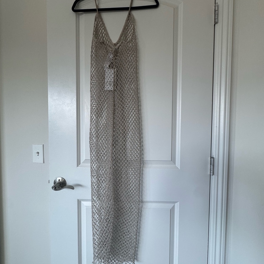Zara Beige Crochet Maxi Dress